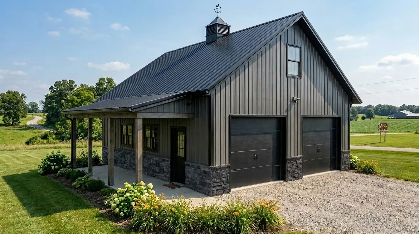 30x36x10 Garage with 8x24 Porch